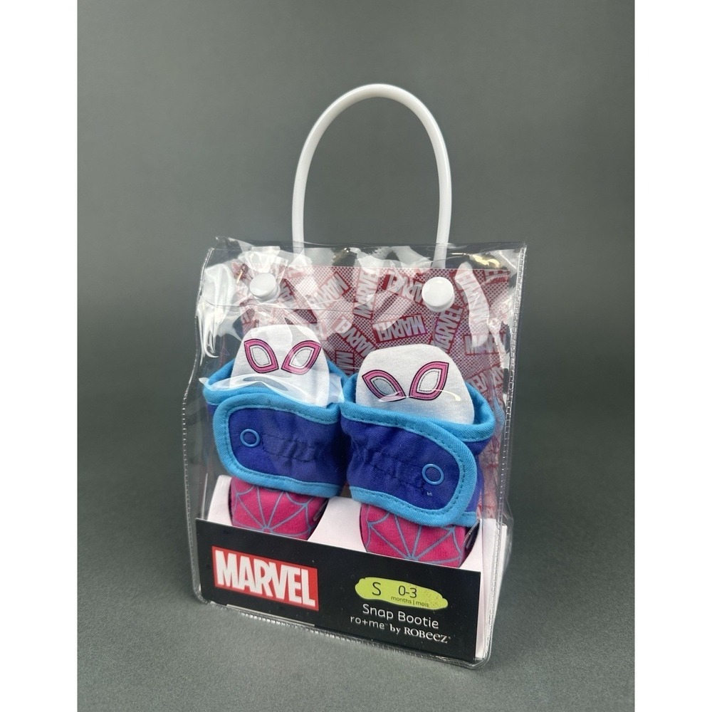 Marvel Infant Ghost-Spider Snap‎ Booties Pink Blue 0-3 Months NEW